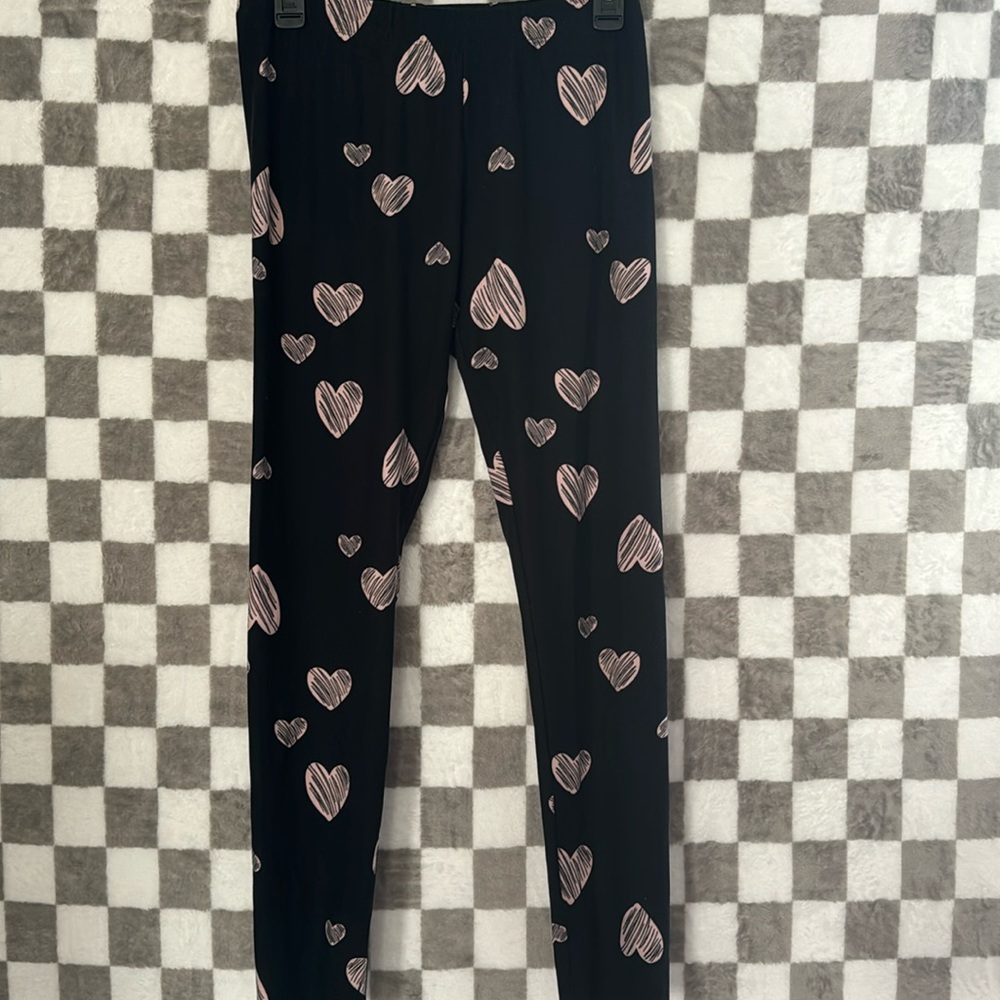 Celebrate Together heart leggings S black and pink small